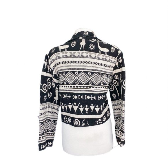 Vintage Crop Black/White Boho Jacket | Medium - Picture 3 of 6
